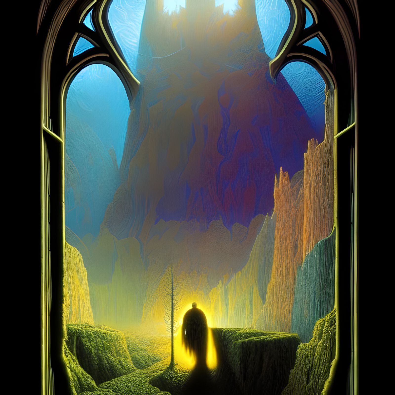 Surreal Stained Glass Portal to Another World