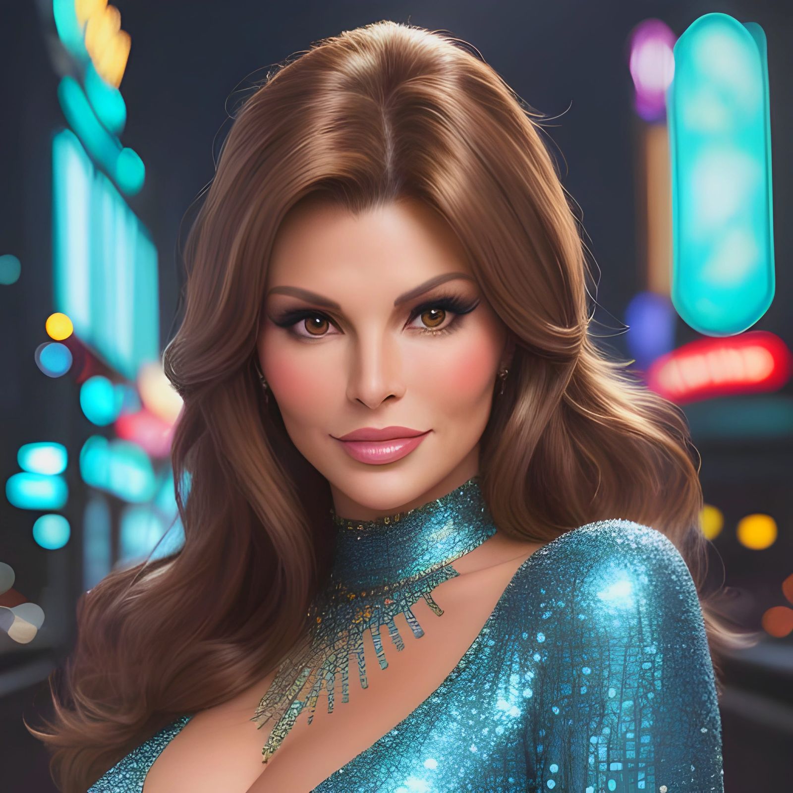 Glamorous Portrait of a Woman in Turquoise Gown