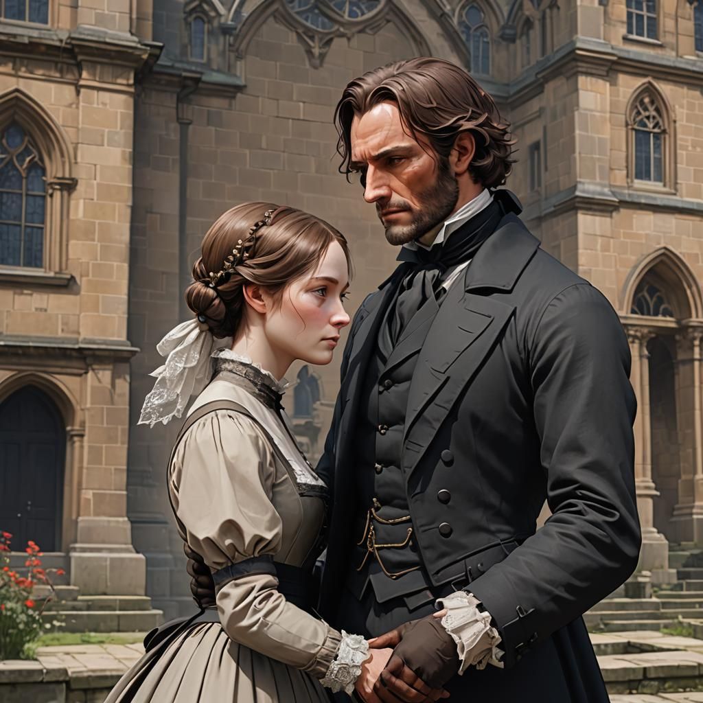 Jane Eyre and Mr. Rochester in 3D Anime Art