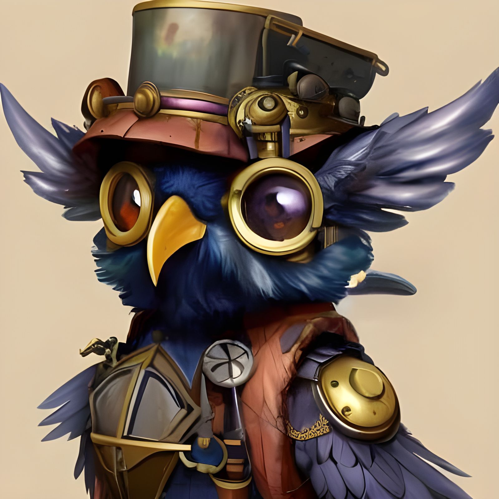 Chibi Steampunk Raven Portrait in Fantasy Art Style