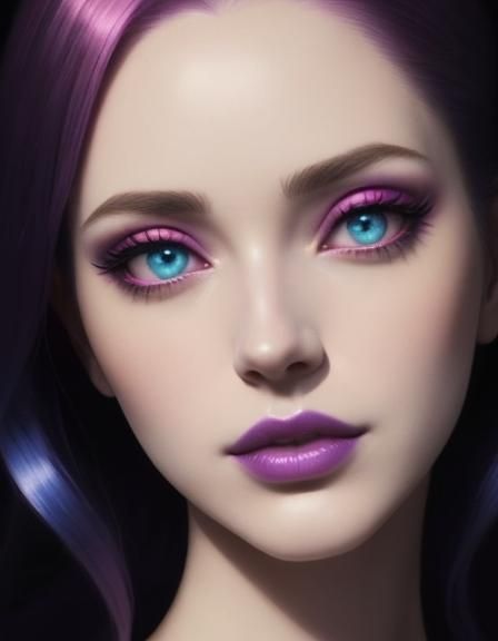 Ethereal beauty young lady with magenta pink hair with purpl...