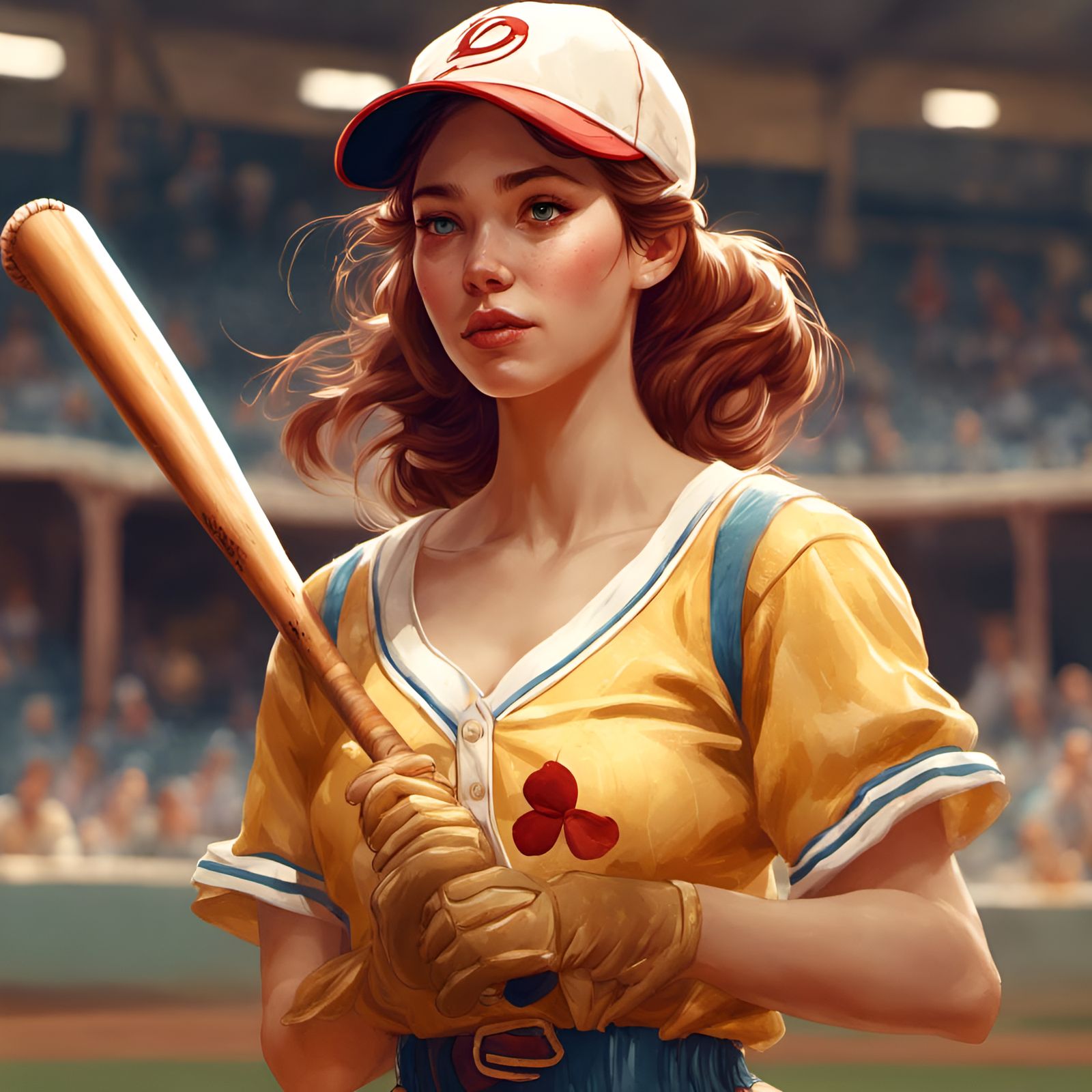 Princess Belle Plays Baseball: Digital Illustration