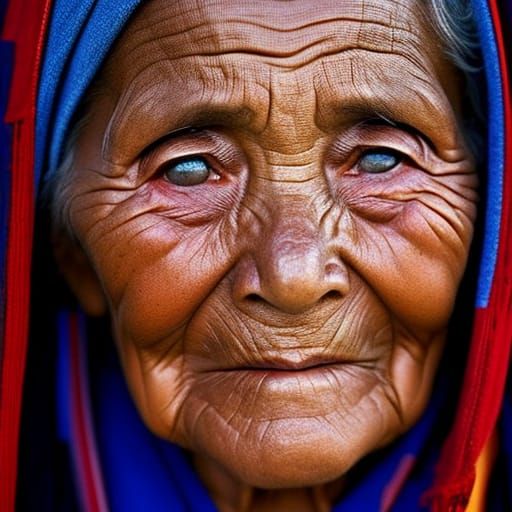 Close-up Portrait of an Old Woman Crying
