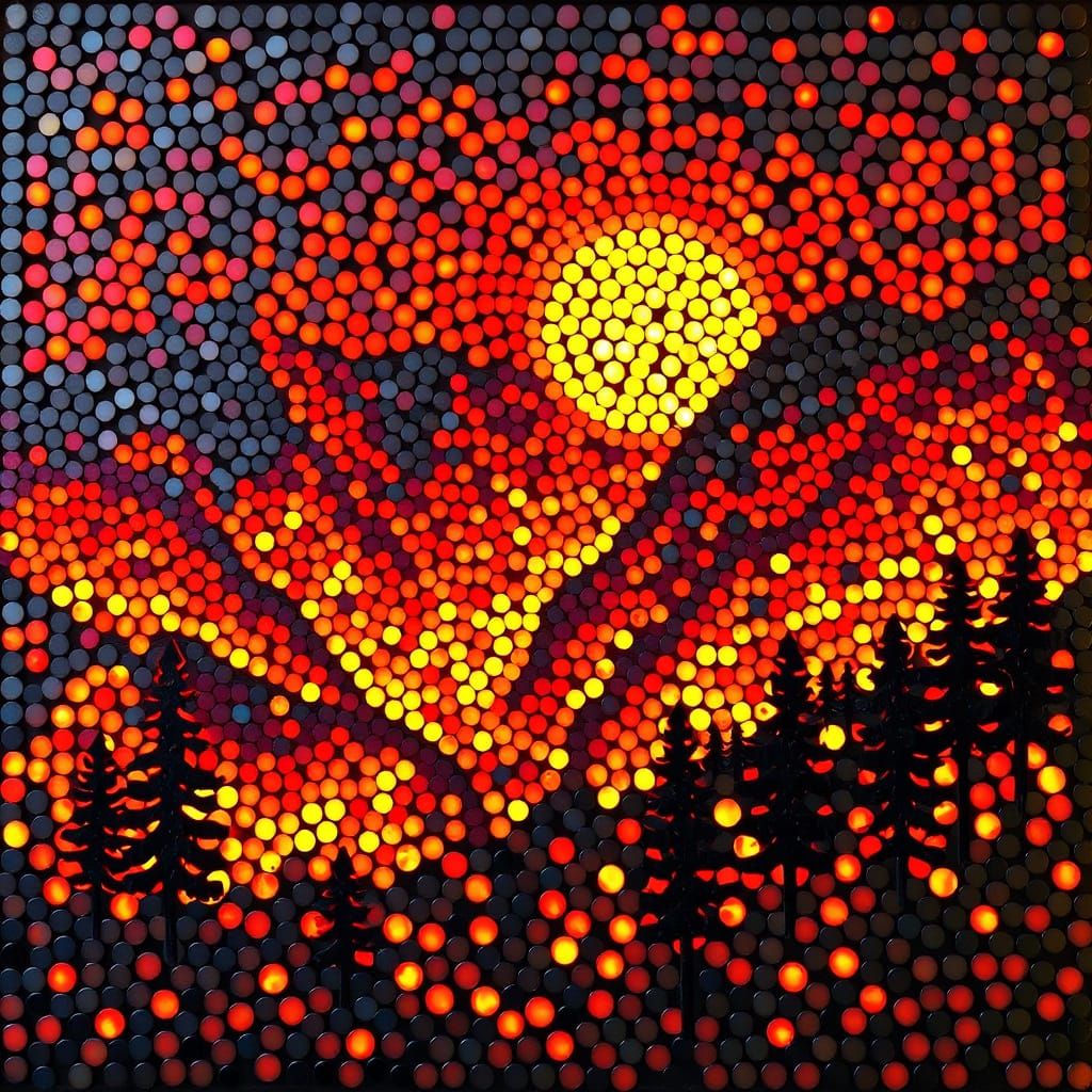 Fiery Mosaic Landscape in High Detail