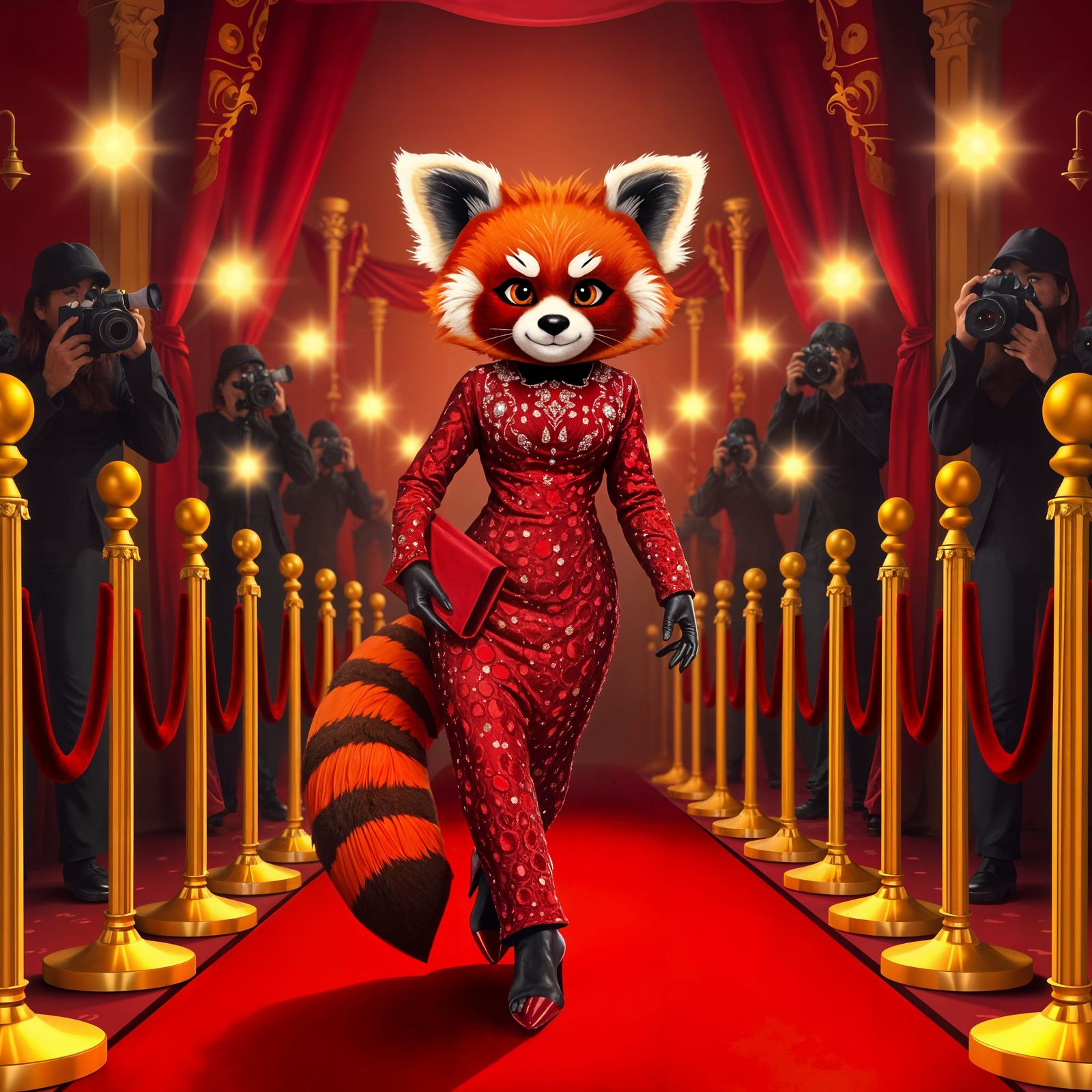 Glamorous Red Panda on the Red Carpet