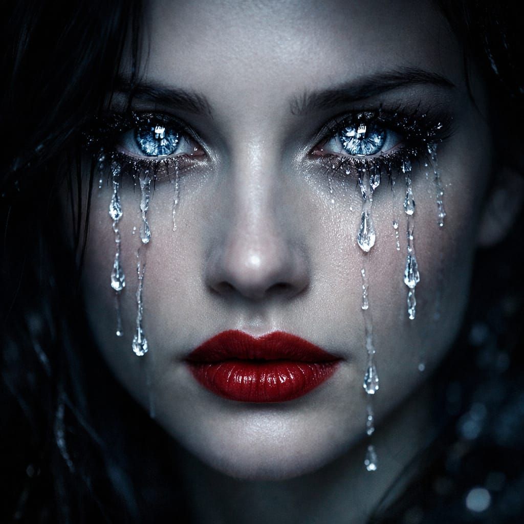 Fractured Ice Eyes Portrait in Cinematic Style