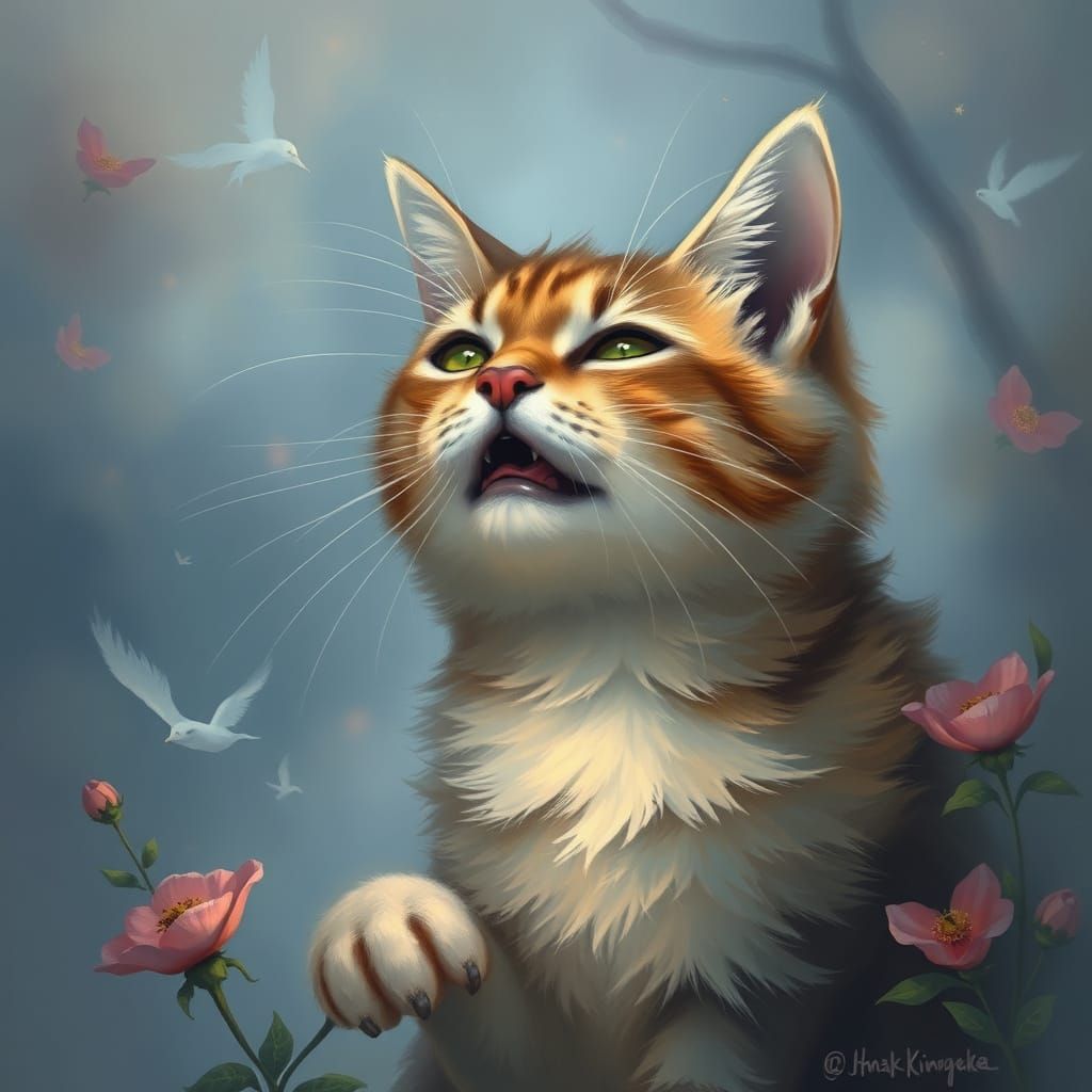 Whispering Cat in Mystical Mist