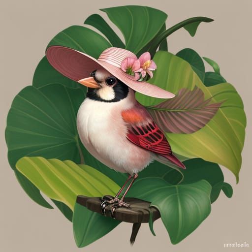 Evolving Orchibird Cardinal with Peach-Like Shape