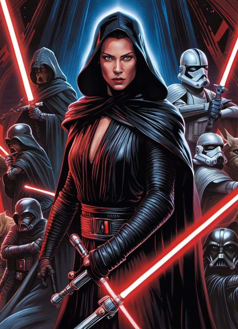 Detailed Portrait of a Sith Lord with Lightsaber