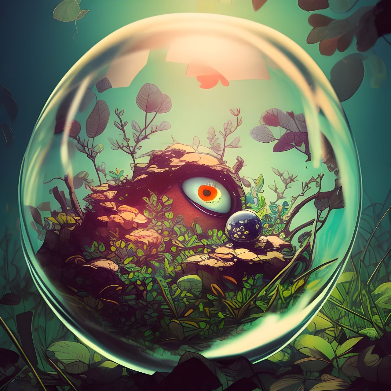 Eyeballs in Terrarium: Japanese Art Style