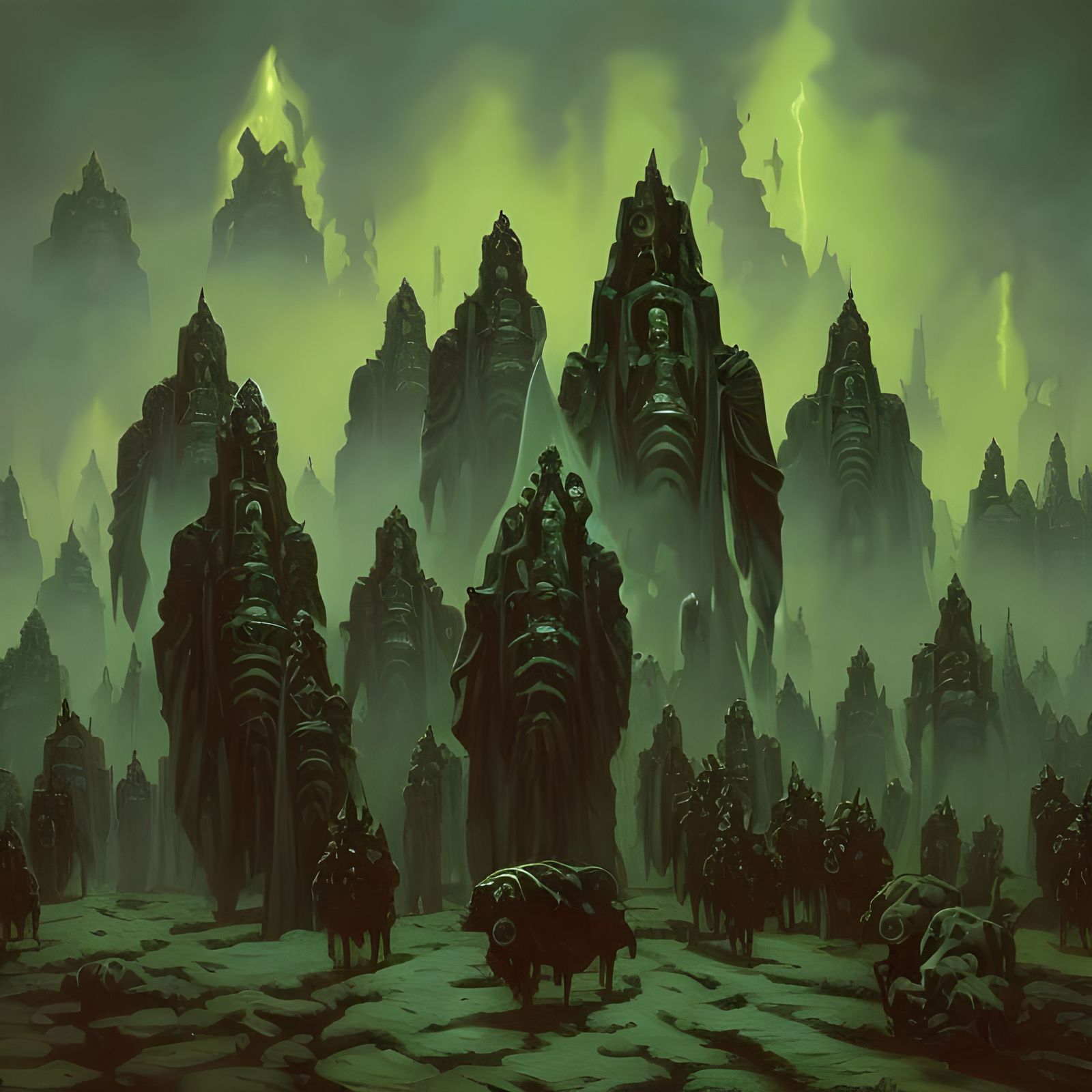 Lovecraftian Elder Gods in Oil Painting Style