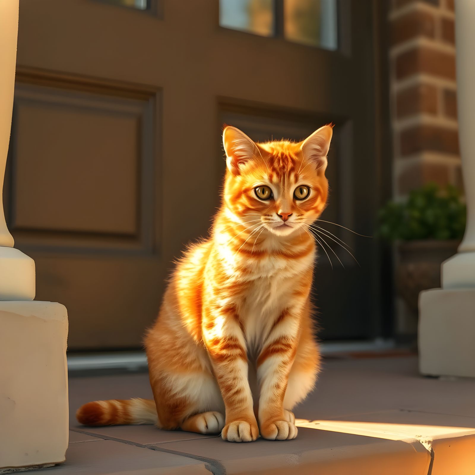 Orange Tabby Cat on Stone Stoop