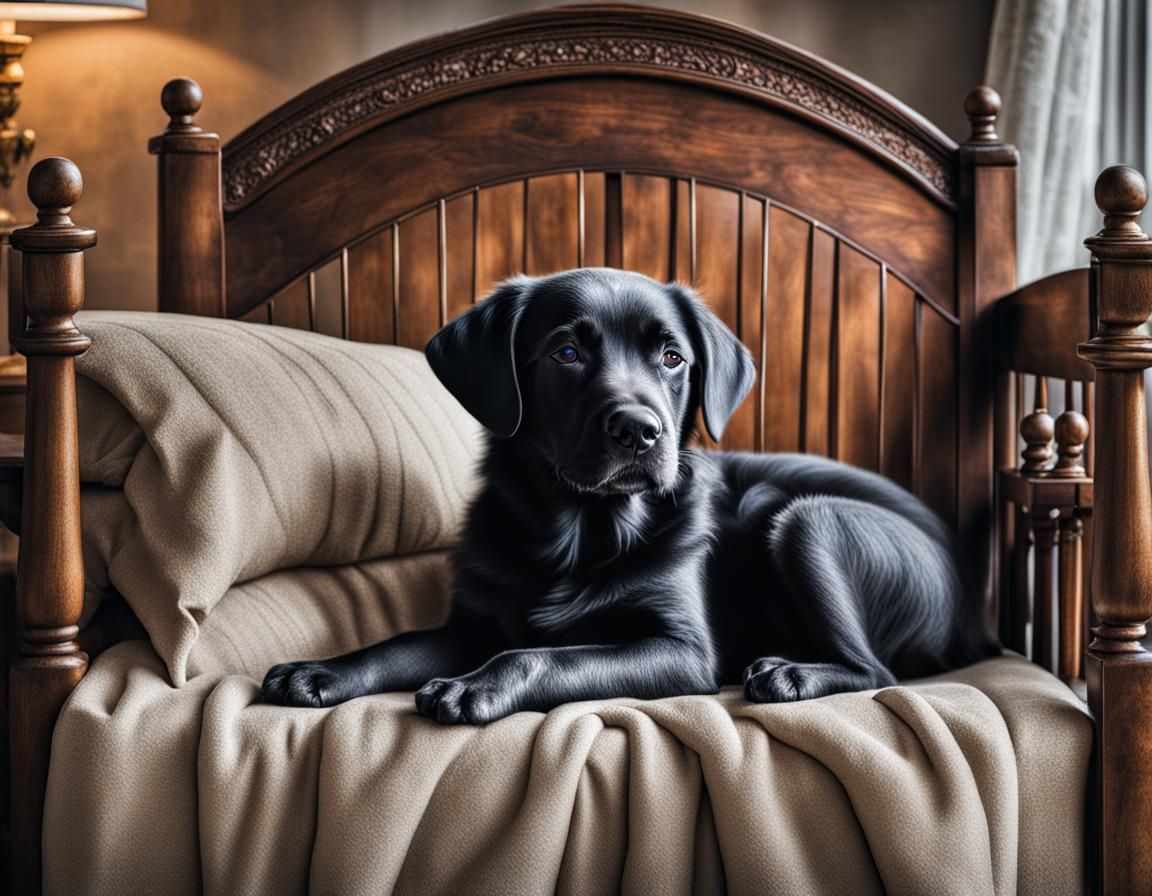 Baby and Dog Sleeping Peacefully in Bed
