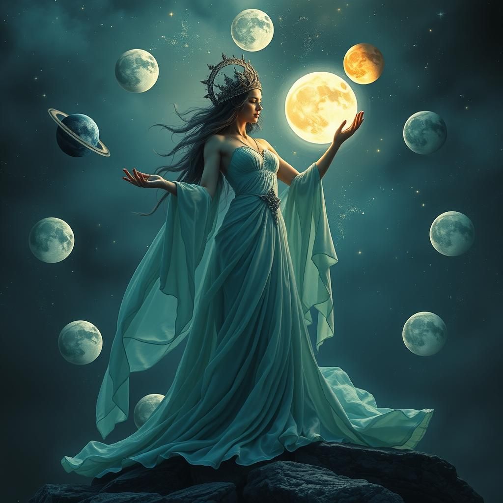 Lunar Goddess Casting Planetary Moon Spells