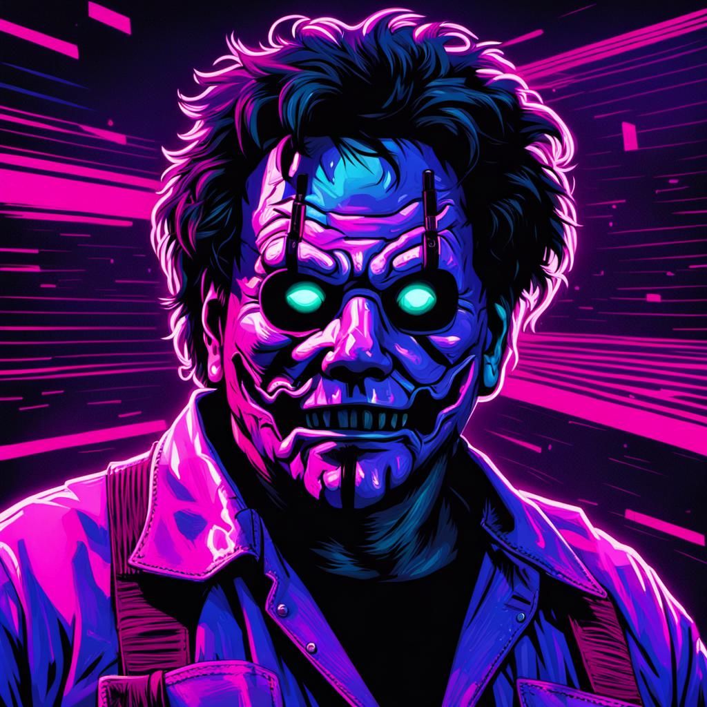 Leatherface in Synthwave Neon Retro Style