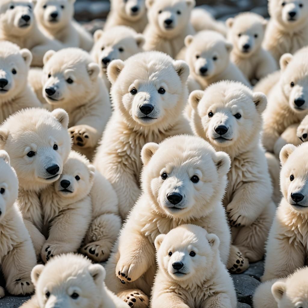 Adorable Cartoon Polar Bears in Natural Light