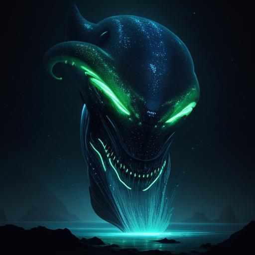 Bioluminescent Whale-like Eel in Deep Sea