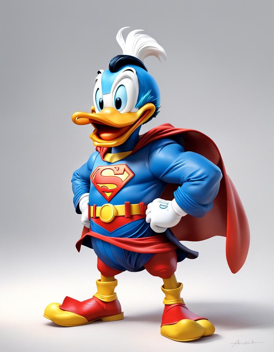 Donald Duck as Superman: Funny Caricature