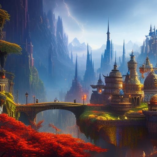 Hourglass World: Detailed Matte Painting in Fantasy Style