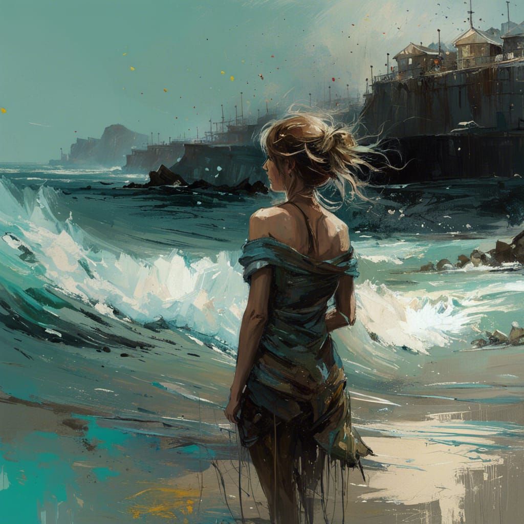 Waves Crashing Ashore: A Steampunk Speedpaint