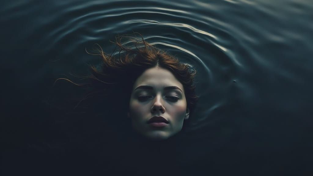 Serene Woman Adrift in Lake: Dreamlike Photography