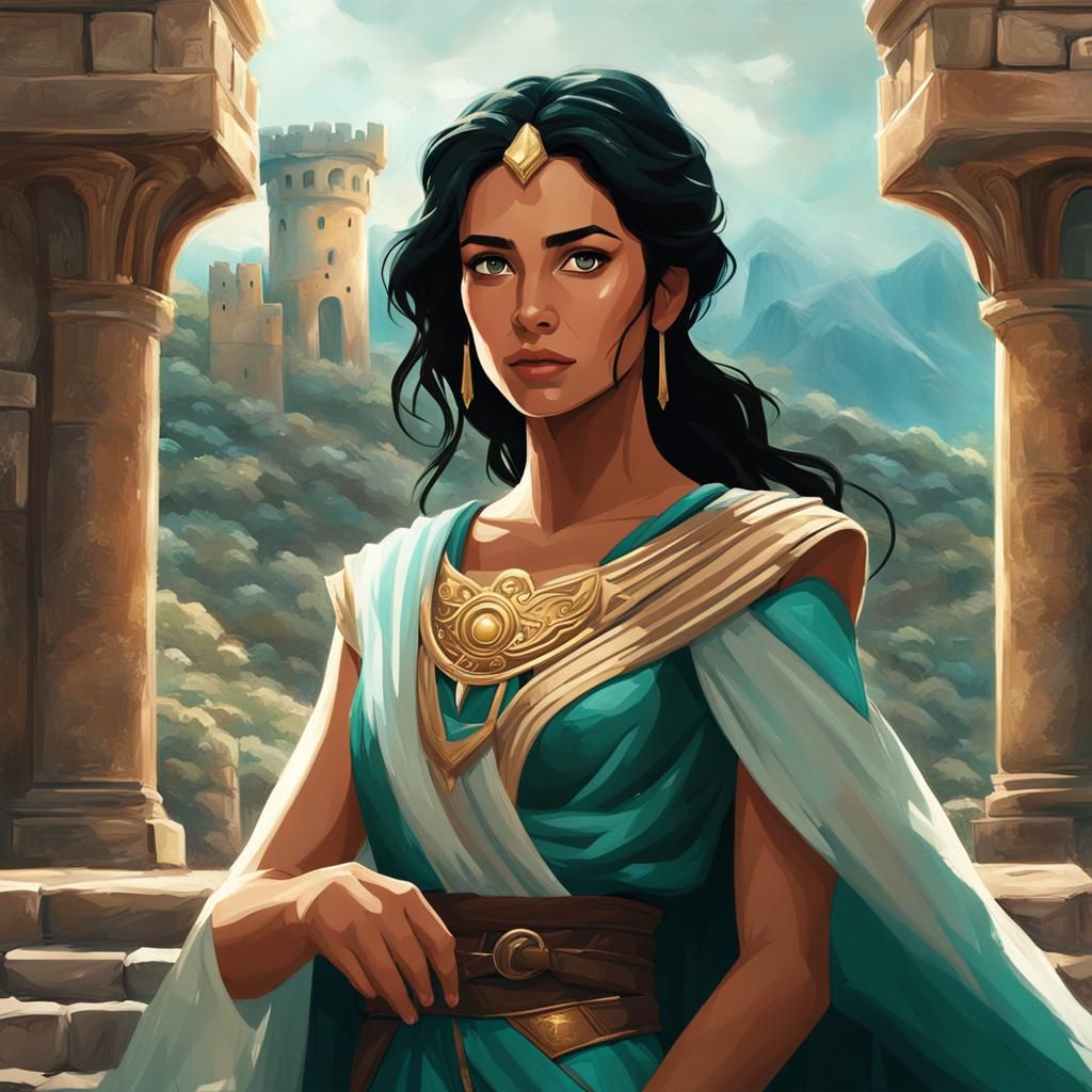 Jedi Woman in Greek Mythology Art Style