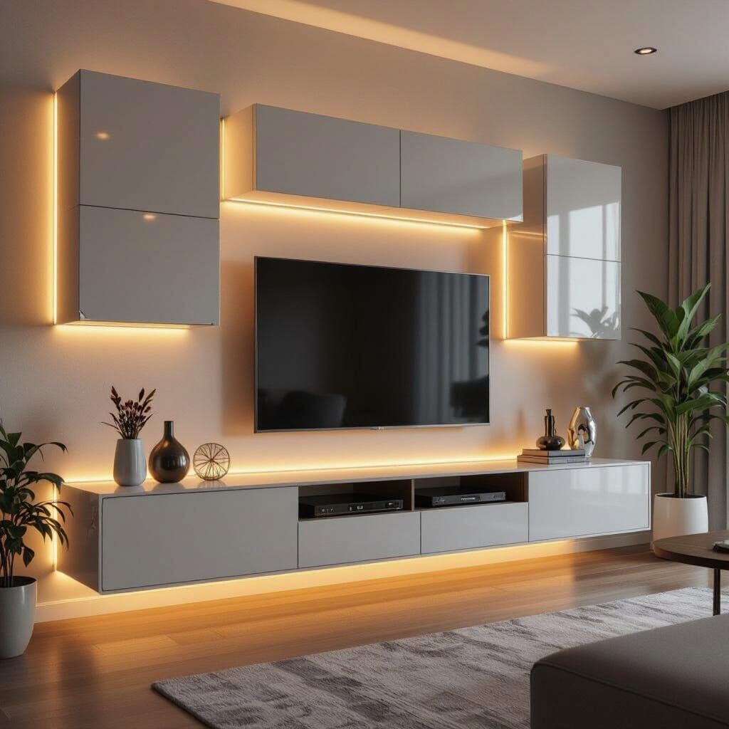 Sleek Modern TV Unit in Industrial Futuristic Style