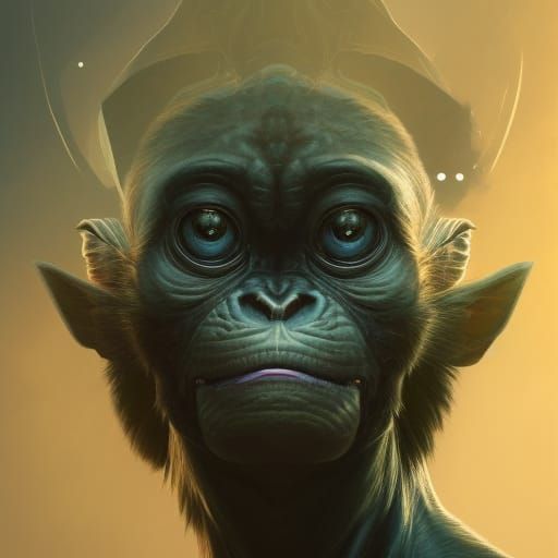 Detailed Alien Primate Hybrid Portrait