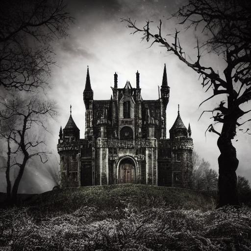 Eerie Gothic Castle Album Art in Dark Metal Style