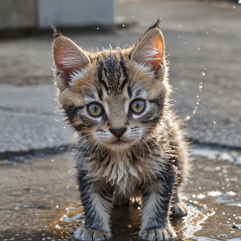 Cute Kitten Portrait in Vibrant Colour Splash Art