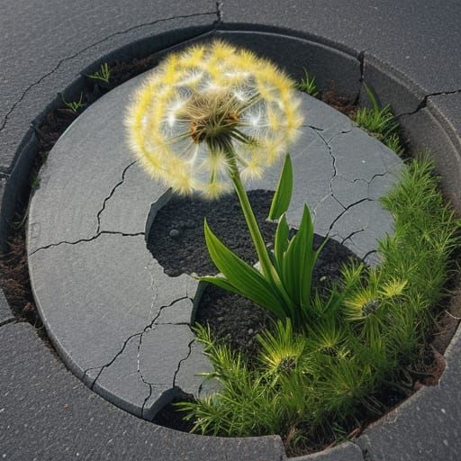 Dandelion's Tenacity: Growing Through Concrete
