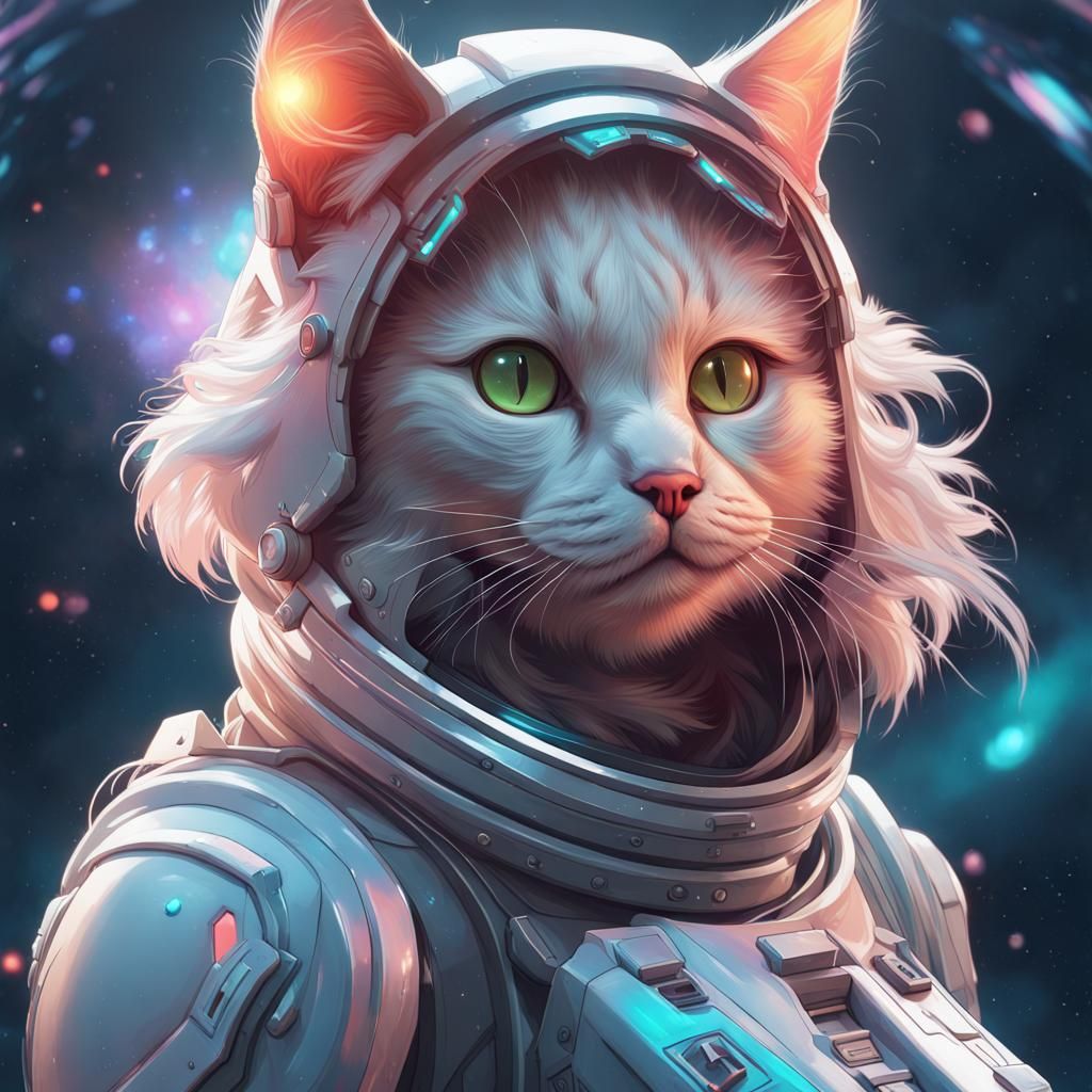 Hyperdetailed Space Kitten Portrait in Digital Art Style