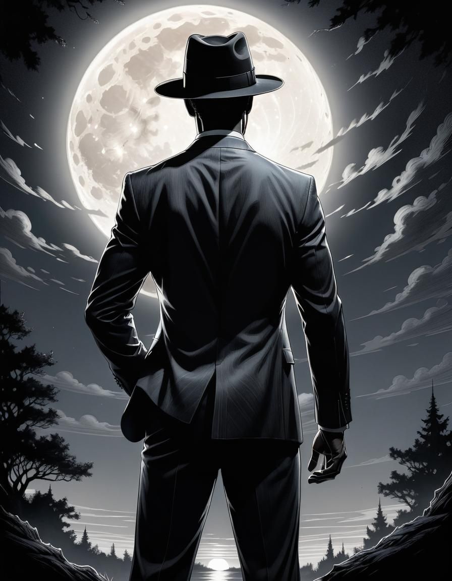 Monochrome Silhouette of Man in Suit