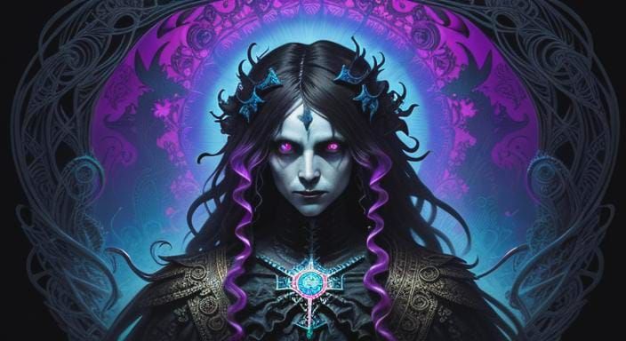 Gothic Candyland Witch in UV Blacklight Style