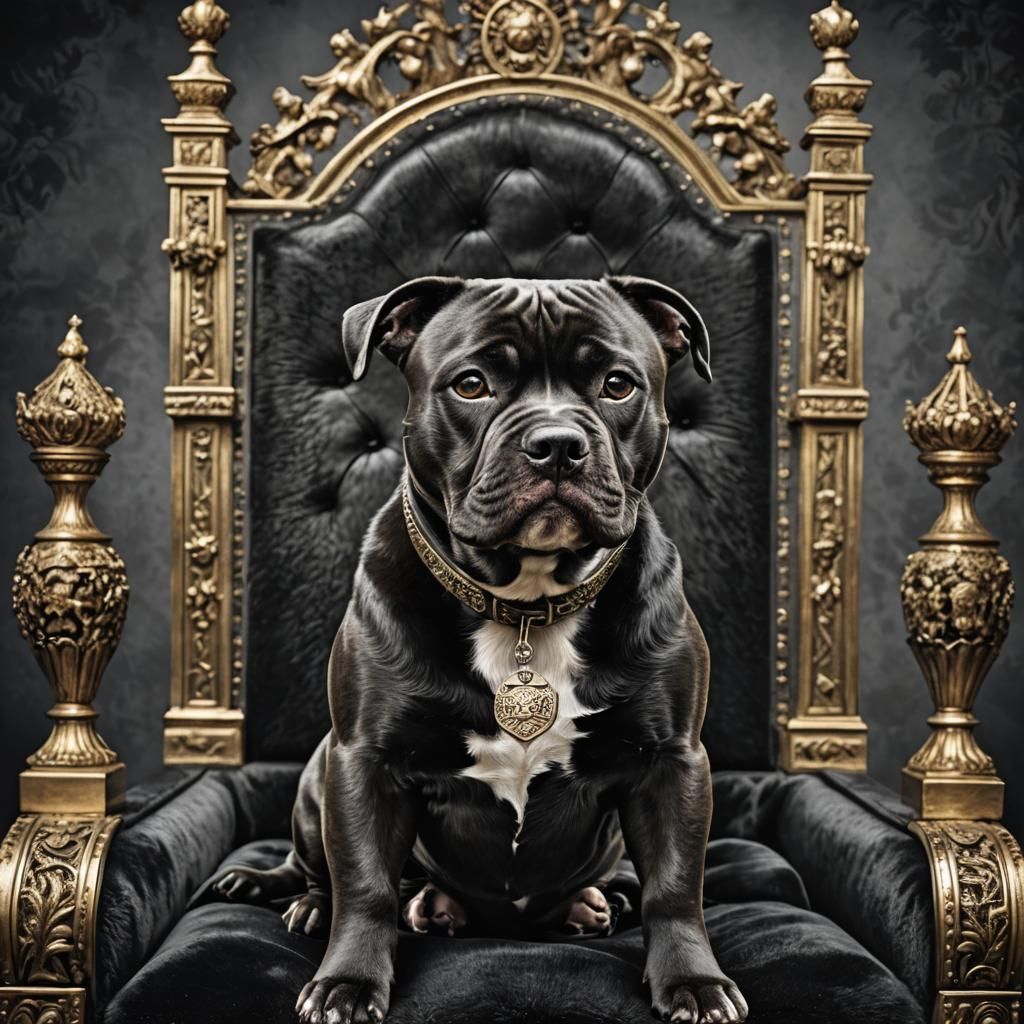 Champion Staffordshire Bull Terrier on Royal Throne