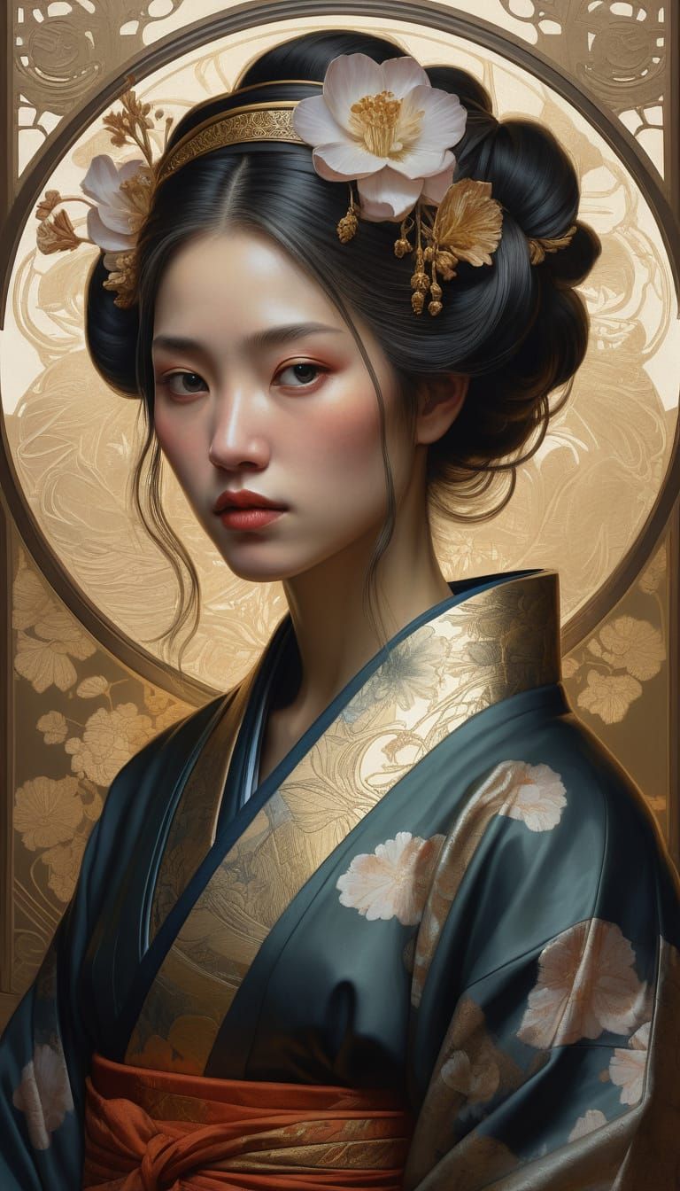 Geisha Maiden in Dutch Golden Age Style