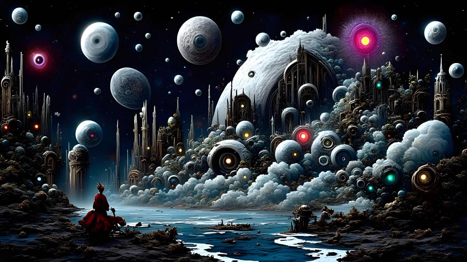 Futuristic Horror Castle in Dark Fantasy Style