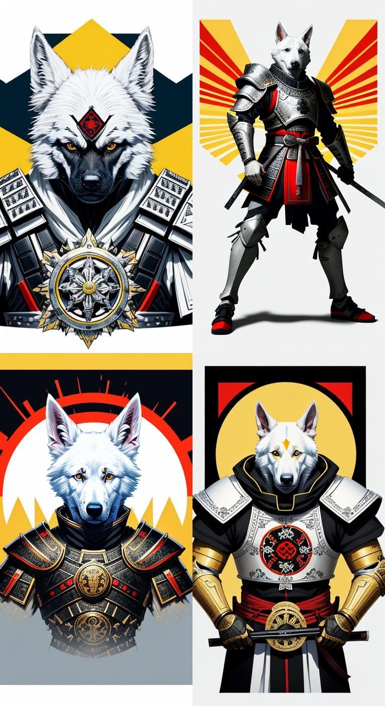 Samurai German Shepherd in Pop Art Style