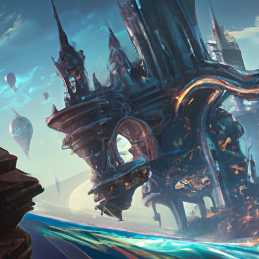 Upside Down Castle in Dark Fantasy Style