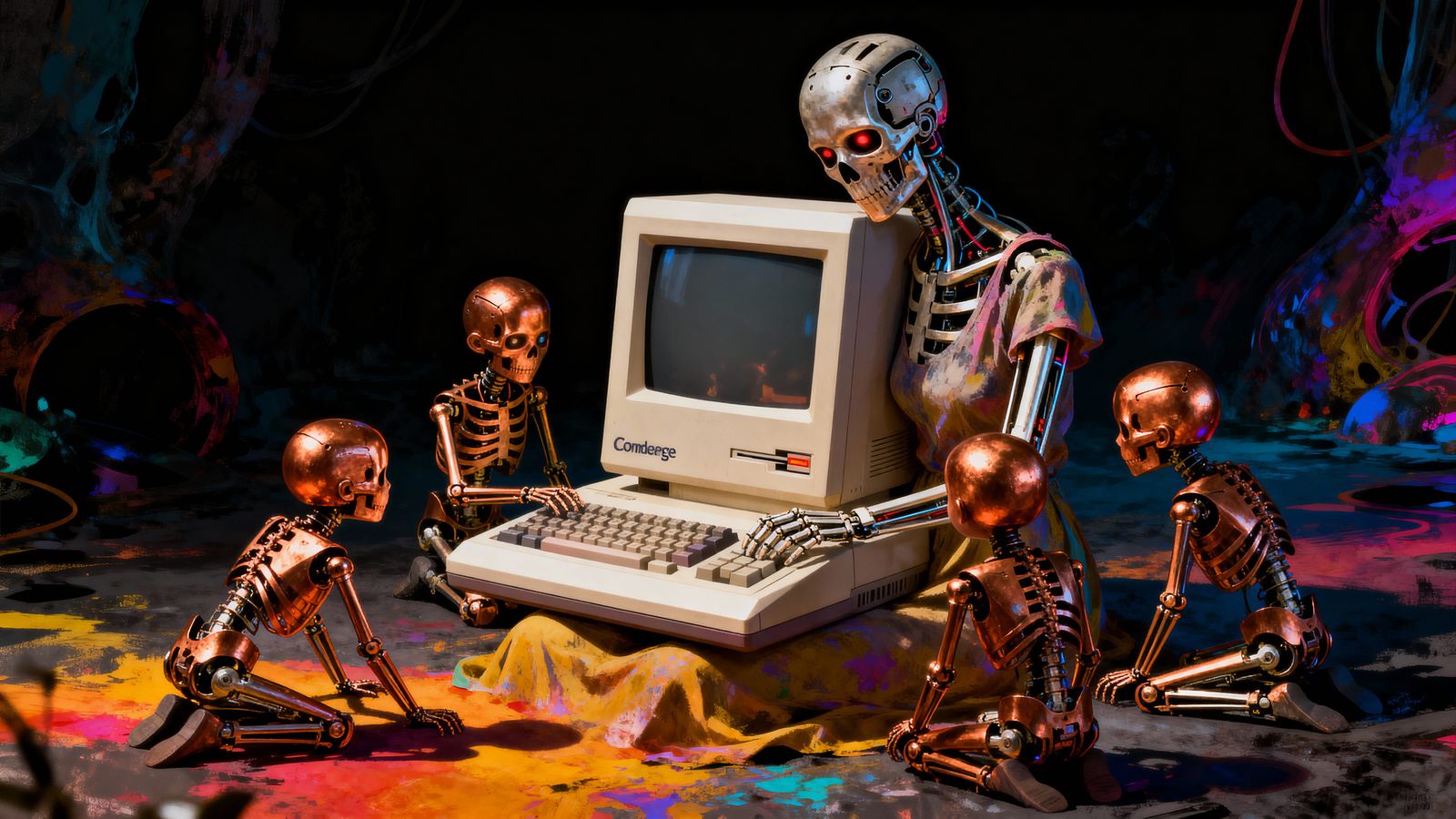 Surreal Concept Art: Commodore 64 Mom & Copper Top Kids