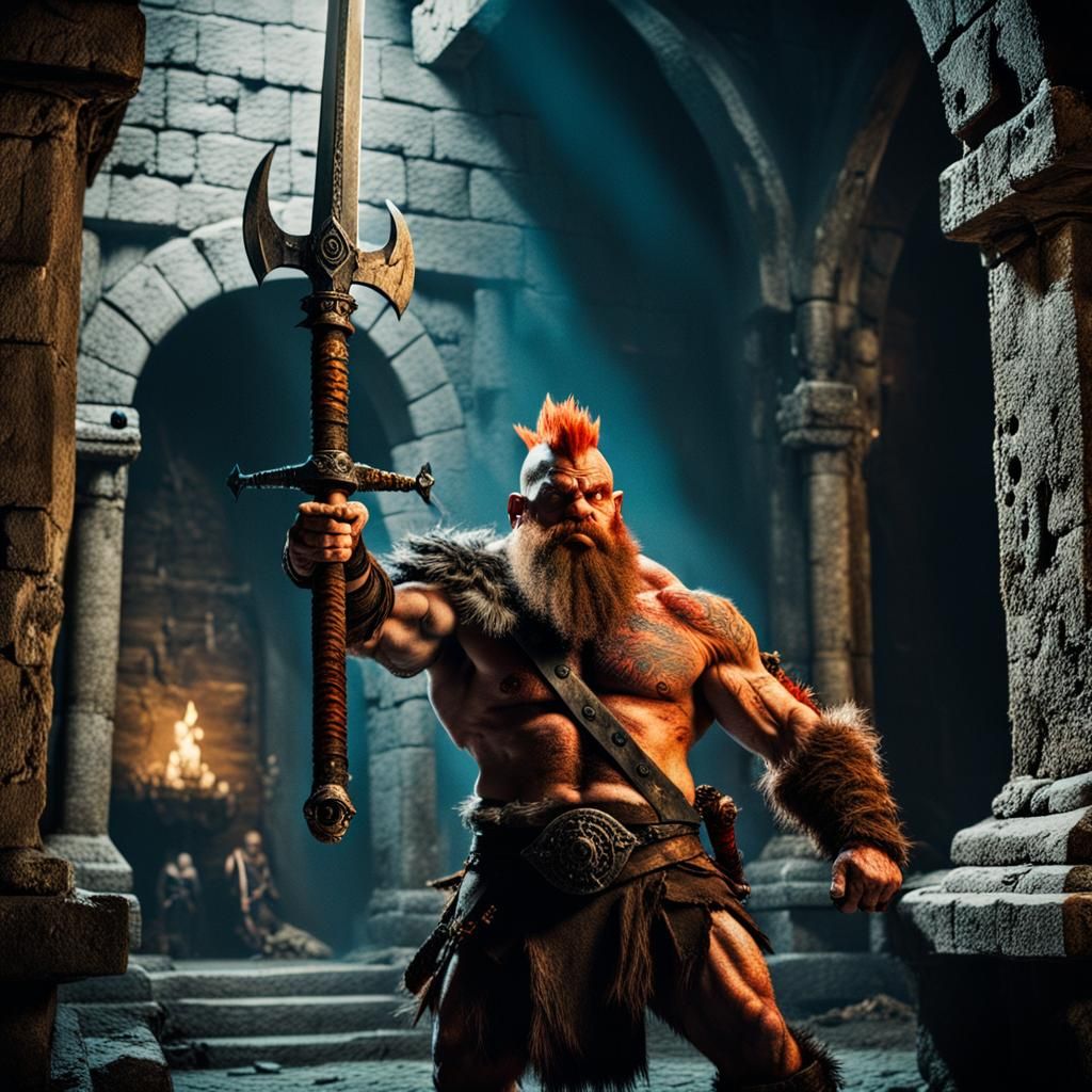 Dwarf Barbarian vs Bone Devil: Cinematic Fantasy Art