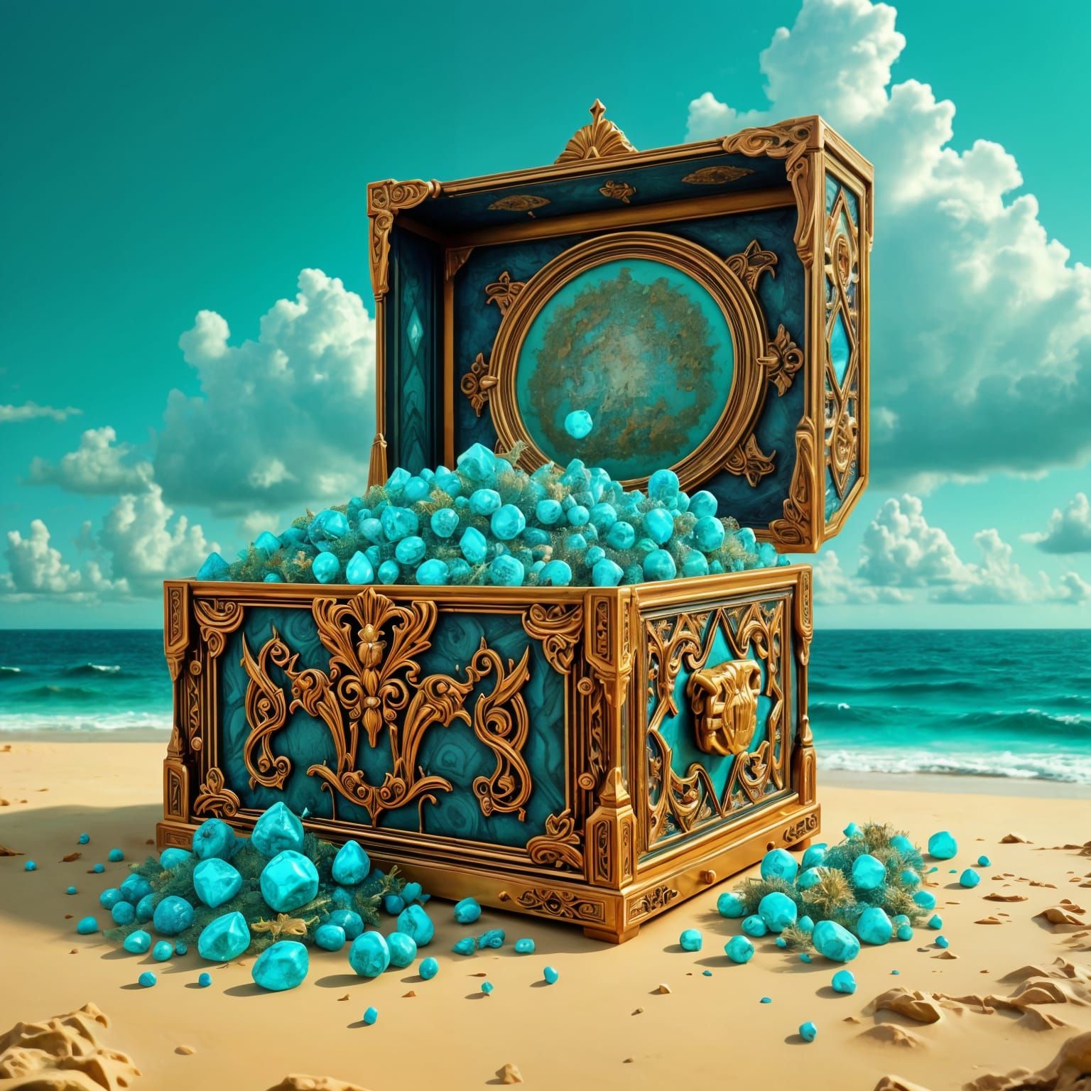 Turquoise Oasis in a Vibrant Abstract Art Style