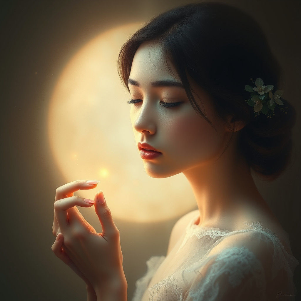 Ethereal Woman in Dreamy, Symbolism-Infused Realism