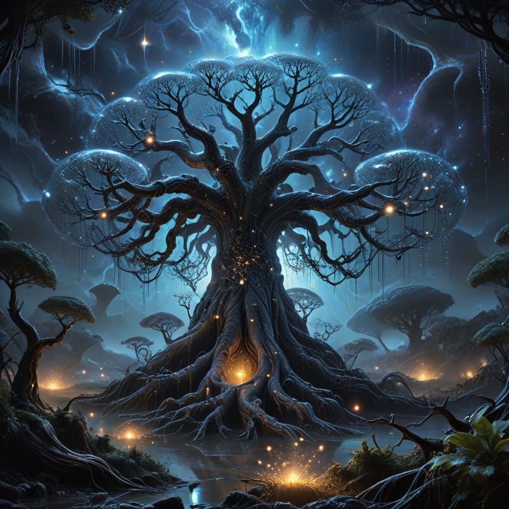 Cosmic Tree of Galaxies in Ethereal Fantasy Style