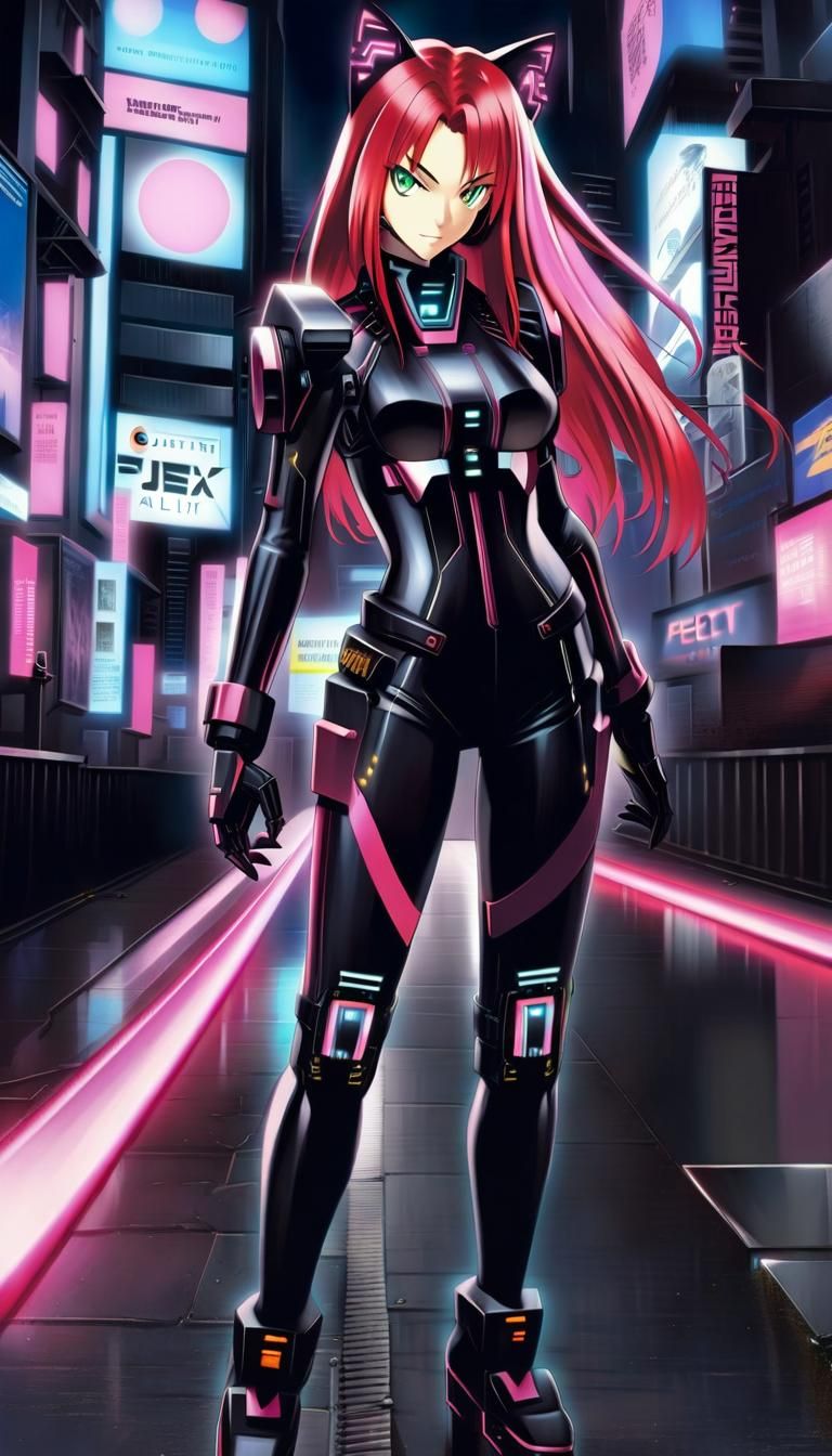 Anime Cyber Punk Cat Girl