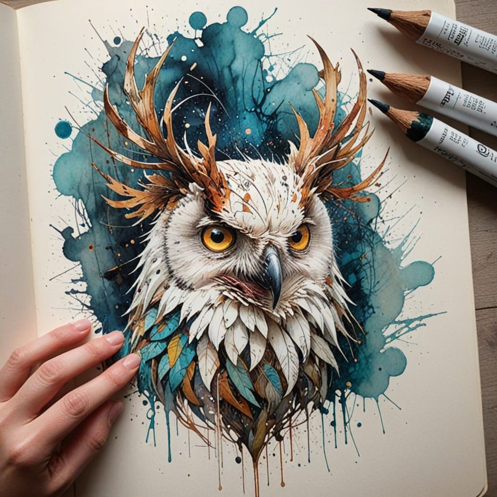 Colorful Owls Inspired by Carne Griffiths