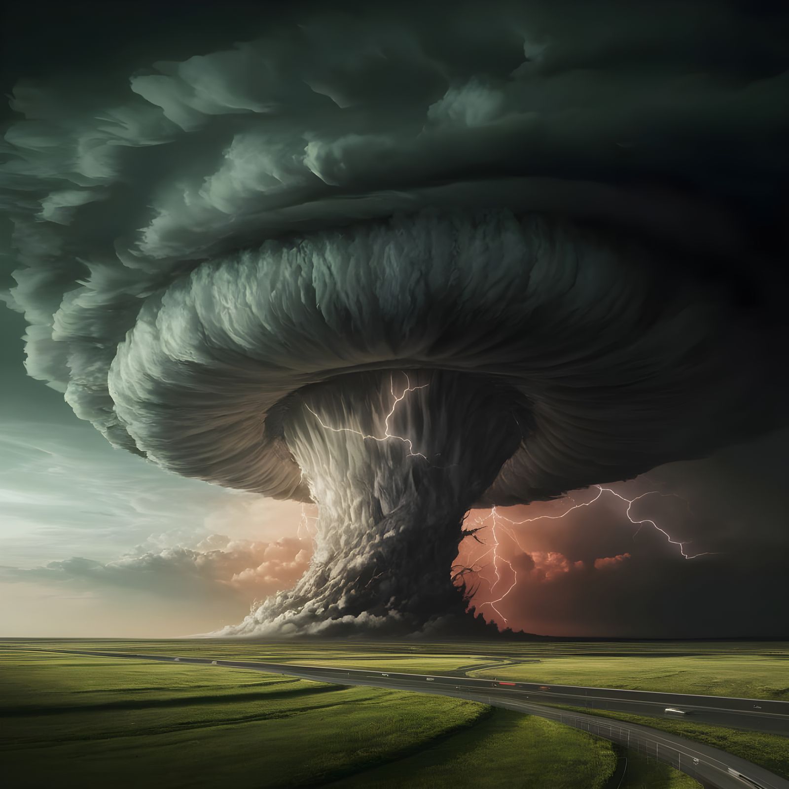 Ominous Tornadic Supercell Storm Unfolds Across the Plains