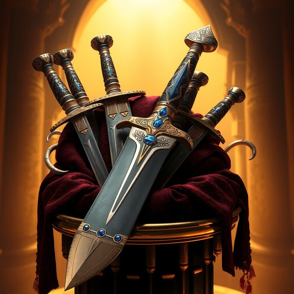 Ornate Dagger in Opulent Egyptian Tomb