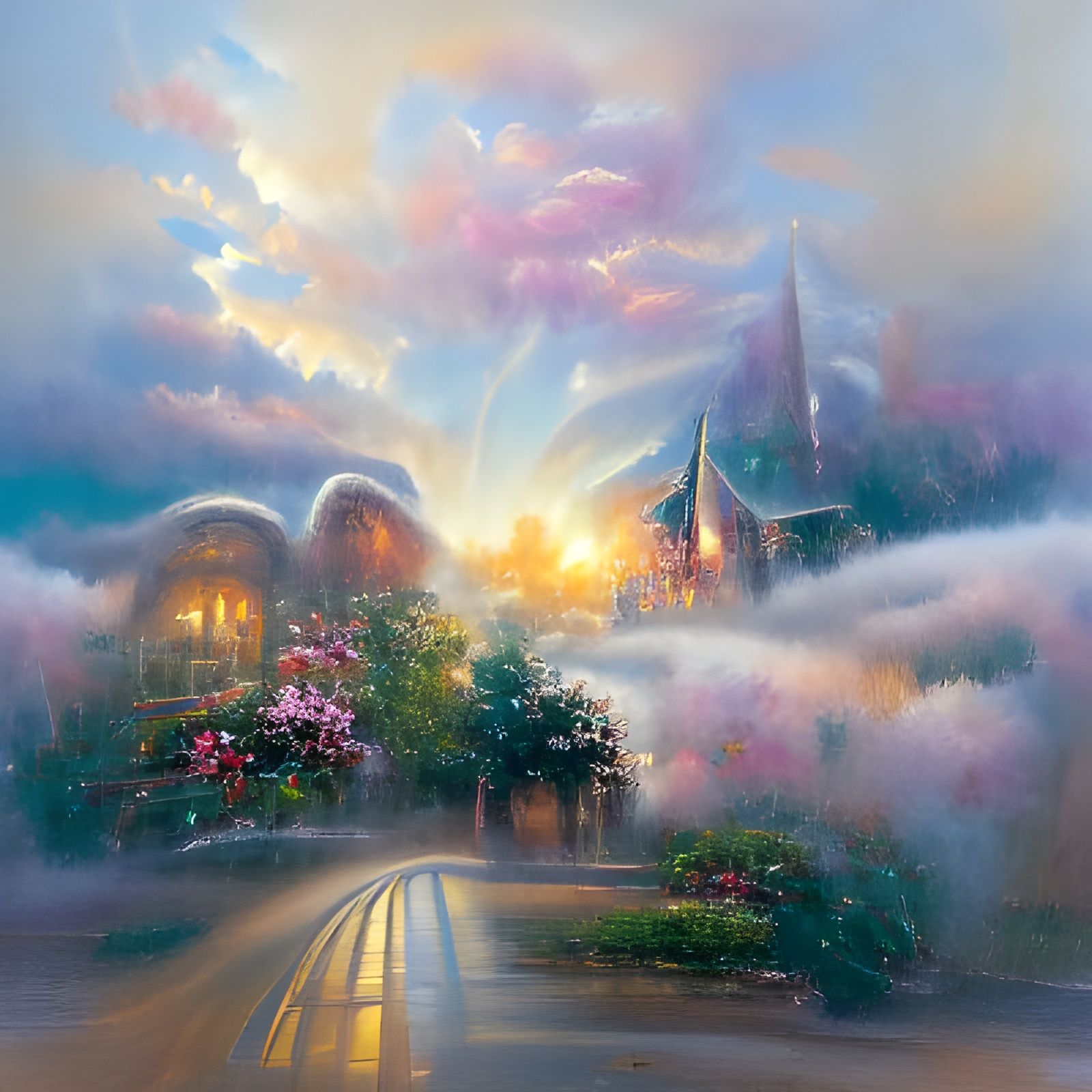 Ethereal Dawn Landscape in Luminist Style