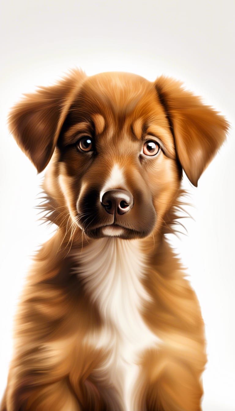 Adorable Brown Puppy Portrait on White Background